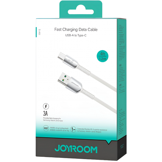 Cable Charger Mobile Joyroom 3A Fast USB TOType-C S-A51 1.2M Light Gray
